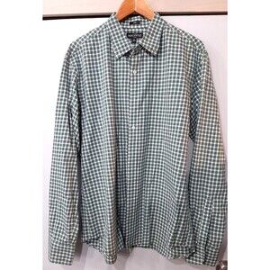 J Crew Shirt Mens XL  White/Green Button Down Slim Fit Mercantile Flex